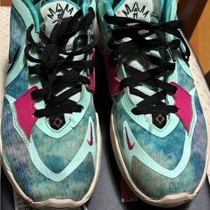 Vibrant Teal and Pink Athletic Sneakers